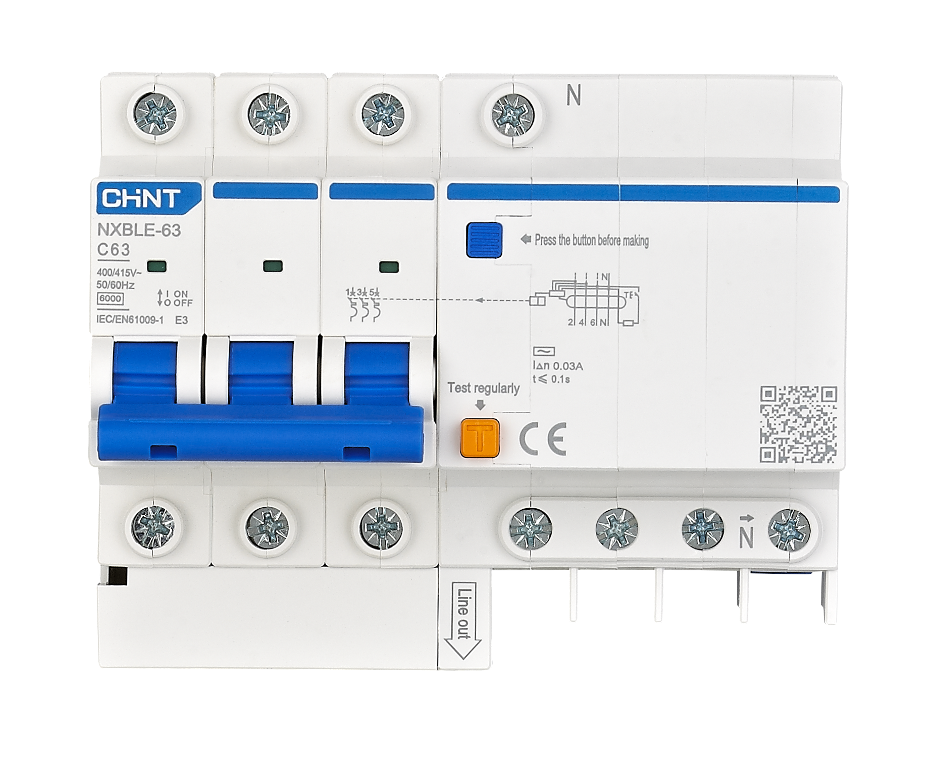 NXBLE-63 Residual Current Operated Circuit Breaker (RCBO)