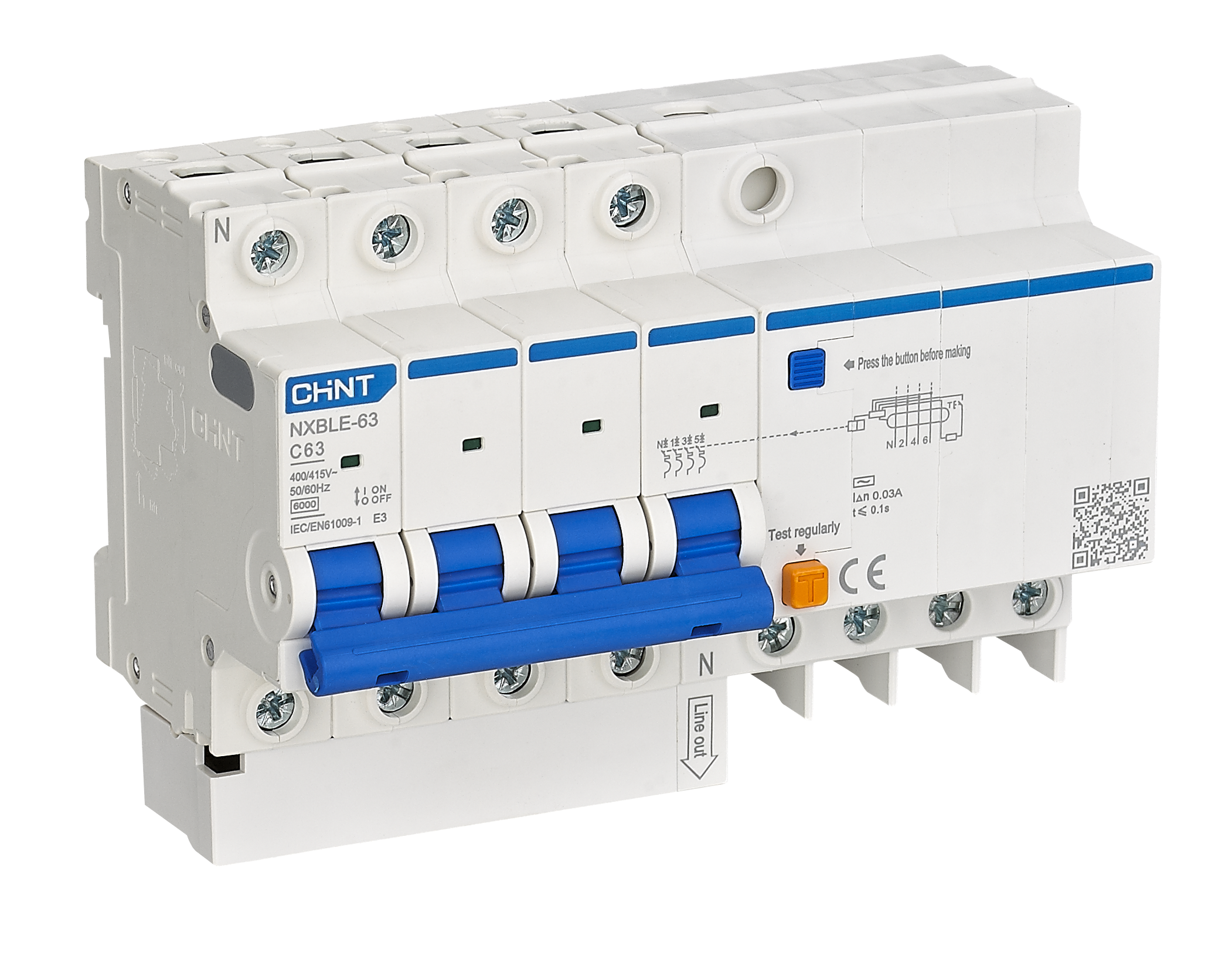 NXBLE-63 Residual Current Operated Circuit Breaker (RCBO)