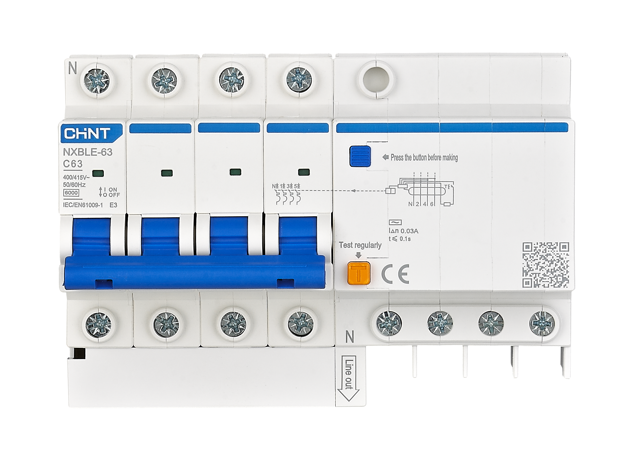 NXBLE-63 Residual Current Operated Circuit Breaker (RCBO)