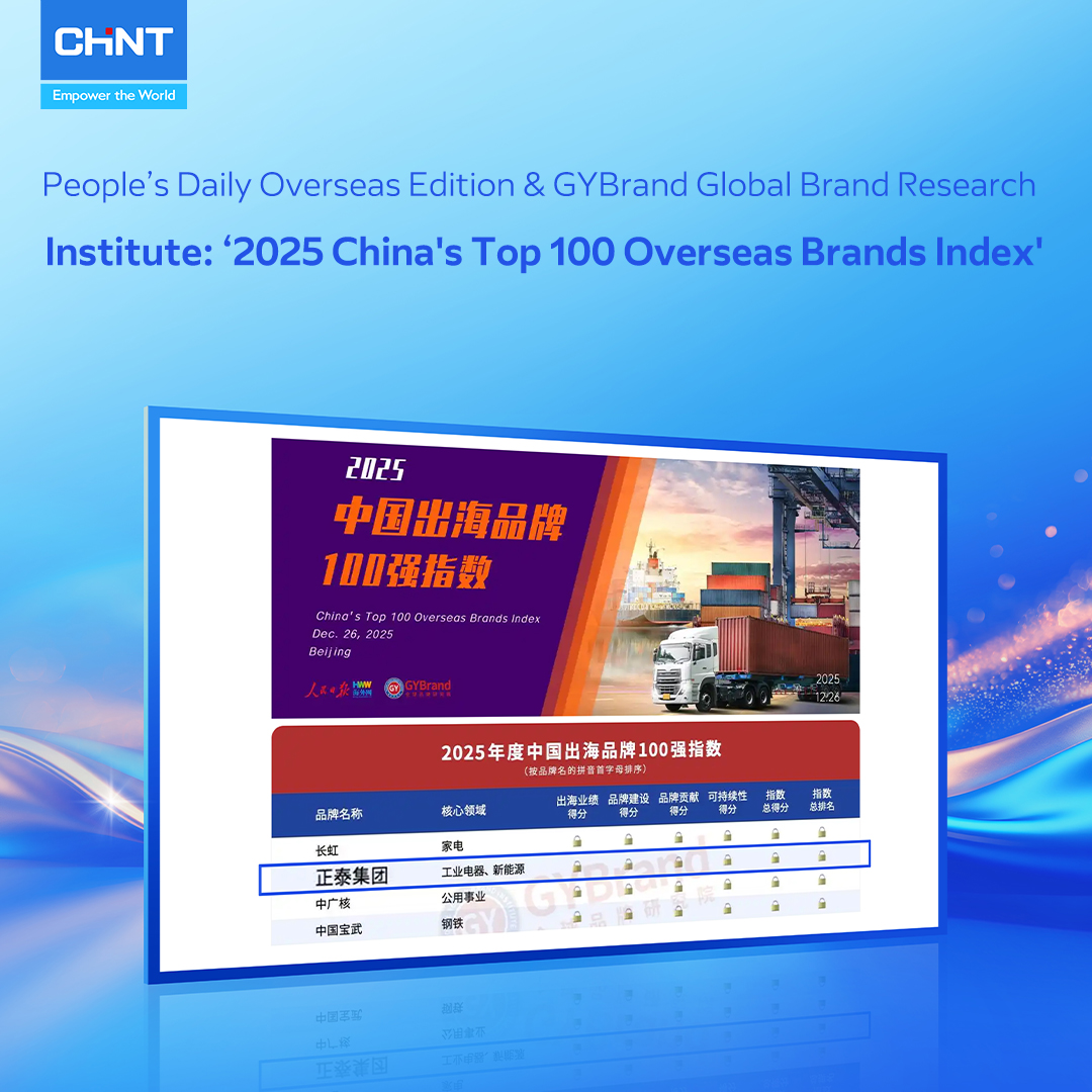 CHINT Group listed in the 2025 China’s Top 100 Overseas Brands Index by People’s Daily Overseas Edition and GYBrand