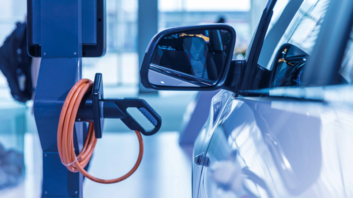 Electric vehicle charging station powered by smart low-voltage electrical solutions, supporting sustainable and intelligent energy infrastructure