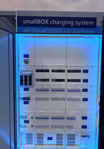 CHINT smallBOX EV charging system with chargeCLUSTER sub-distribution for efficient and safe low-voltage power management