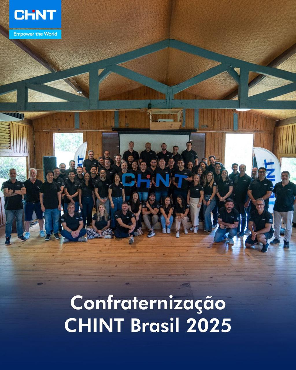 CHINT Brazil employees gather for the 2025 year-end confraternização, celebrating teamwork, unity, and company culture