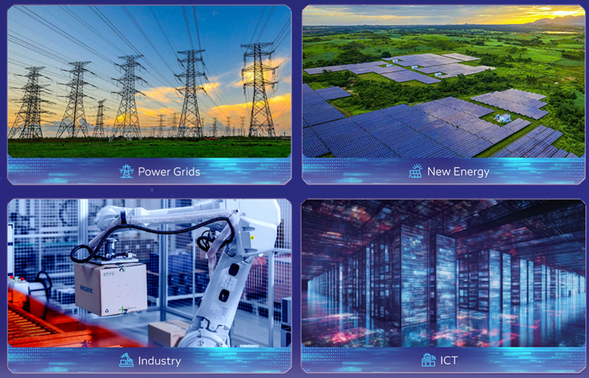 CHINT business sectors covering power grids, new energy, industrial automation, and ICT solutions for global energy transformation
