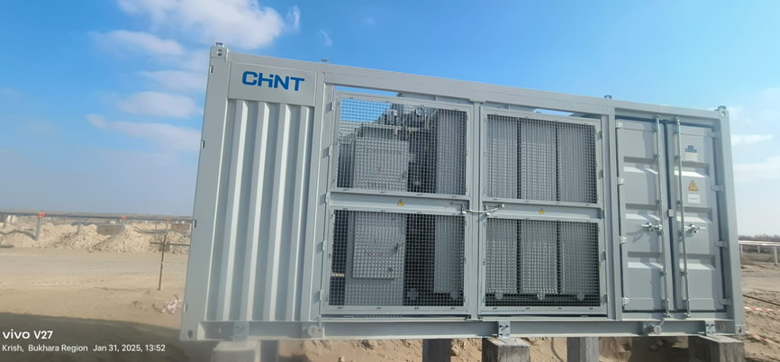 chint containerized energy storage system deployed at a solar power project site