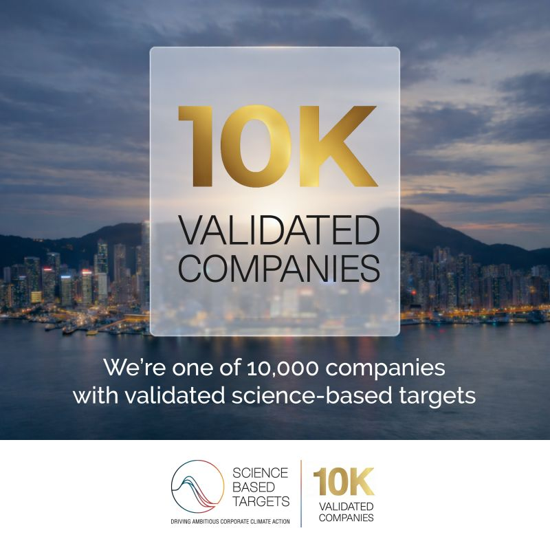 Graphic highlighting 10K validated companies under the Science Based Targets initiative, symbolizing global corporate climate action